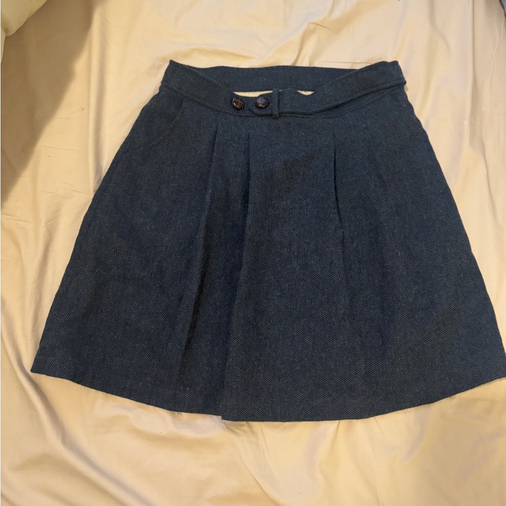 Kiel James Patrick Navy A-Line Skirt